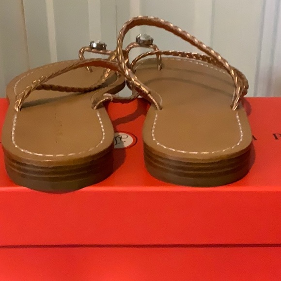 IVANKA TRUMP EMBELLISHED GOLD LEATHER SANDALS 8.5 NEVER WORN IN BOX - Picture 3 of 6